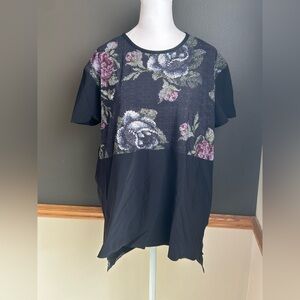 Lululemon Garden Party Snapshot Tee Relaxed Stretchy Shirt Roses Size 12